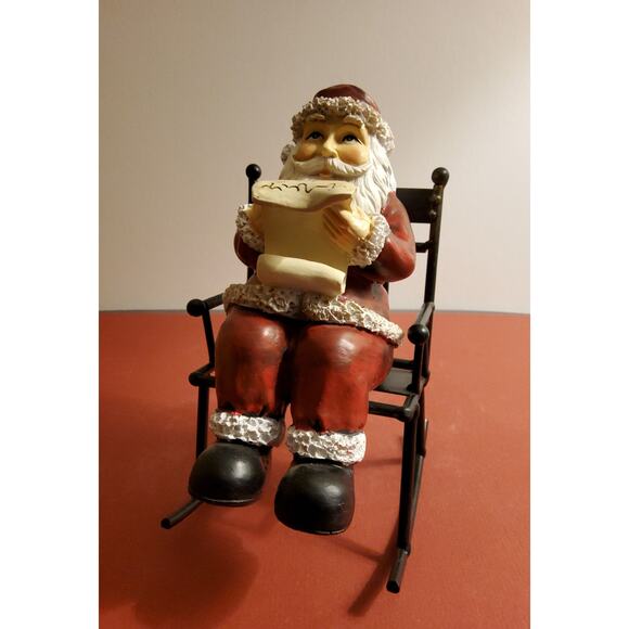 "Checking the List" - Santa Figurine  in a Rocking Chair - Picture 4 of 4